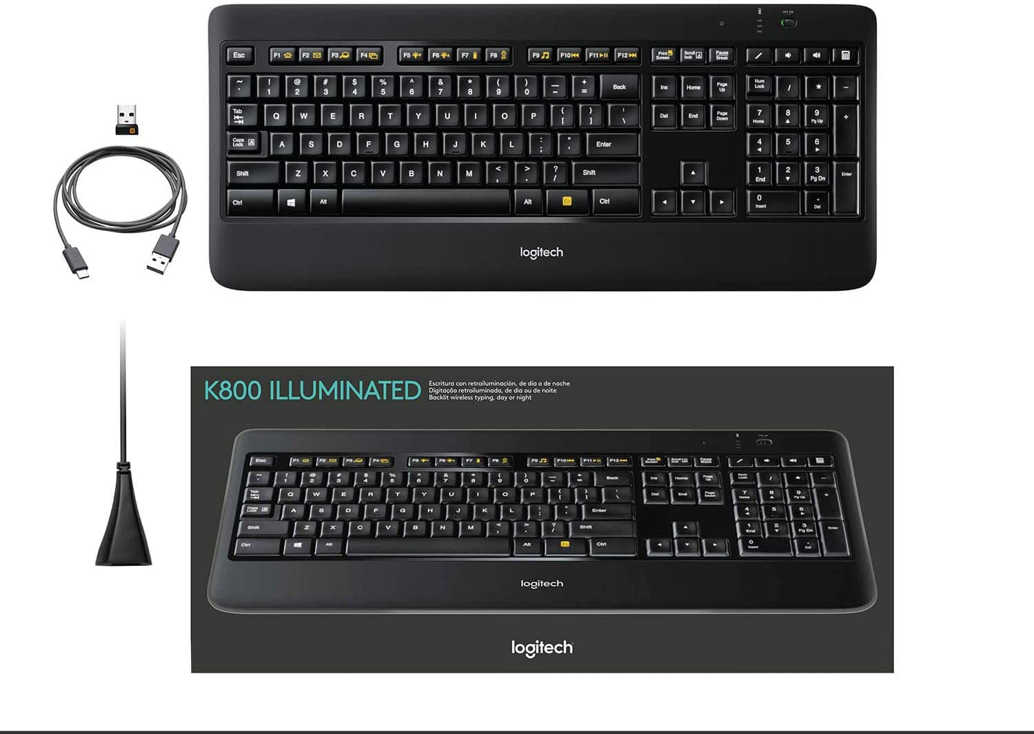 Logitech K800 Illuminated Keyboard — Keyboard, Fast-Charging, Dropout-Free 2.4GHz Connection — vdcomputers