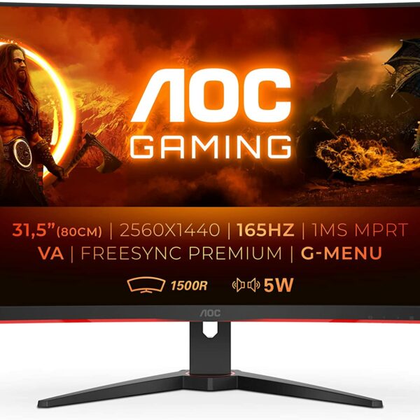 AOC - C24G1, 24 Inch (60.96 Cm) 1920 X 1080 Pixels, Curved Gaming Led  Monitor with Vga Port, Hdmi*2 Port, Display Port, 144Hz Refresh Rate (Black)